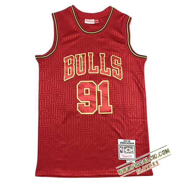 Maglia Chicago Bulls (RODMAN #91) 2024/25 Rosso/Giallo