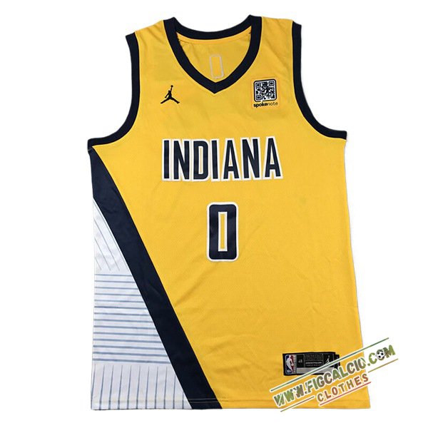 Maglia Indiana Pacers (HALIBURTON #0) 2024/25 Giallo/Nero/Bianco