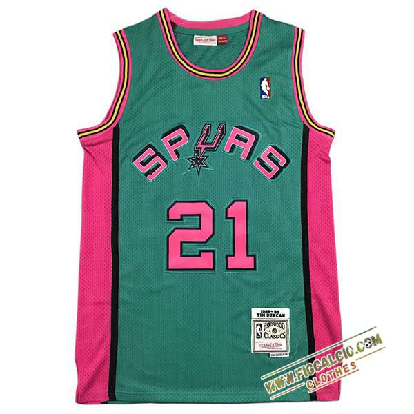 Maglia San Antonio Spurs (DUNCAN #21) 2024/25 Verde/Rosa