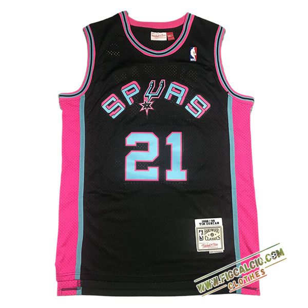 Maglia San Antonio Spurs (DUNCAN #21) 2024/25 Nero/Rosa/Blu