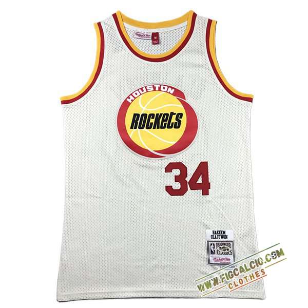 Maglia Houston Rockets (OLAJUWON #34) 2024/25 Bianco/Giallo/Rosso