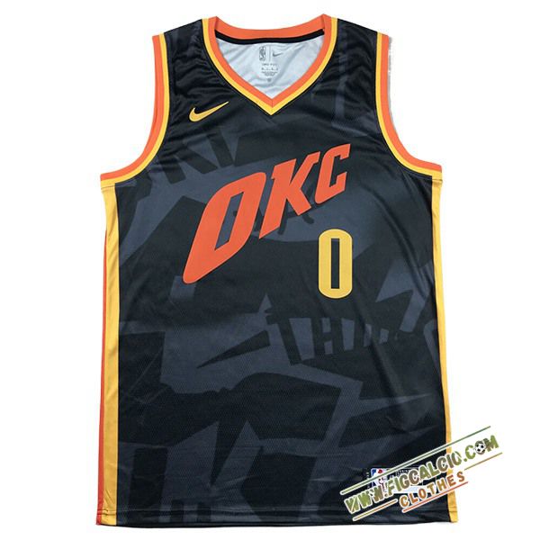 Maglia Oklahoma City Thunder (WESTBROOK #0) 2024/25 Nero/Rosso/Giallo