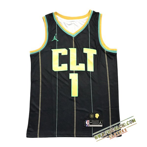 Maglia Charlotte Hornets (BALL #1) 2024/25 Nero/Giallo