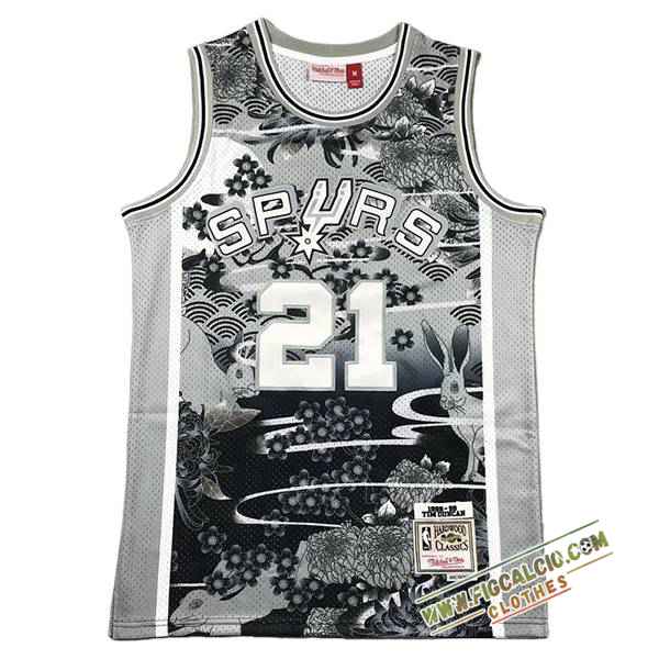 Maglia San Antonio Spurs (DUNCAN #21) 2024/25 Grigio/Nero