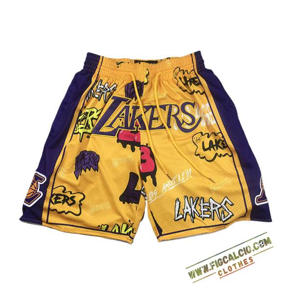 Pantaloncini NBA Los Angeles Lakers 2024/25 Giallo/viola -02