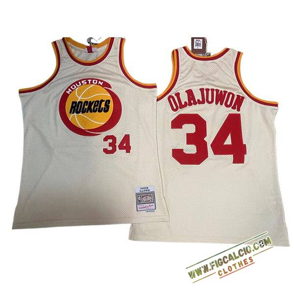 Maglia Houston Rockets (OLAJUWON #34) 2024/25 Bianco/Rosso/Giallo