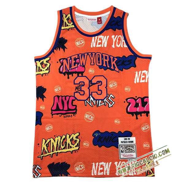 Maglia New York Knicks (EWING #33) 2024/25 Arancia/Blu/Giallo/Rosa