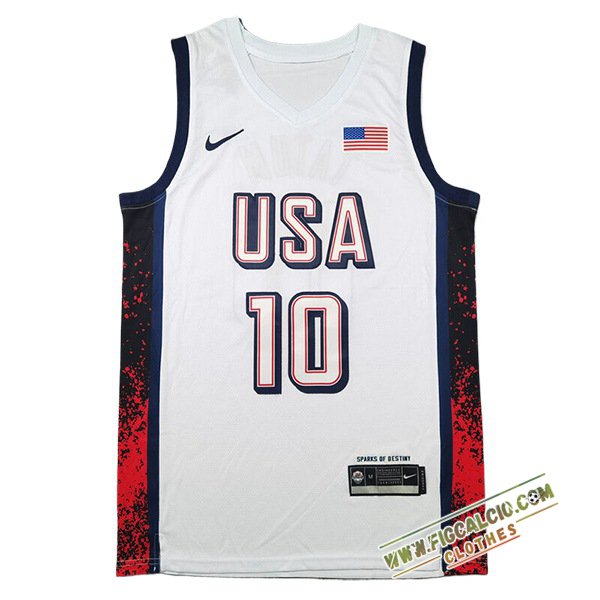 Maglia USA (TATUM #10) 2024/25 Bianco/Nero/Rosso