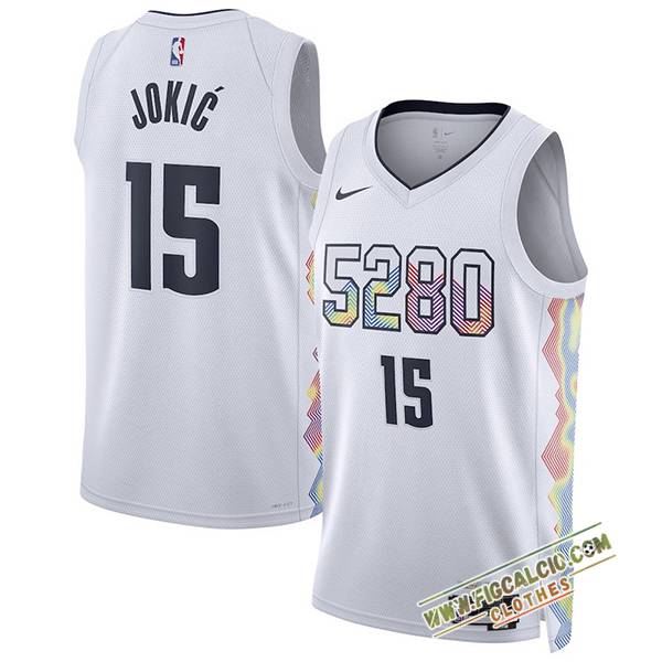 Maglia Denver Nuggets (JOKIC #15) 2024/25 Bianco/Nero