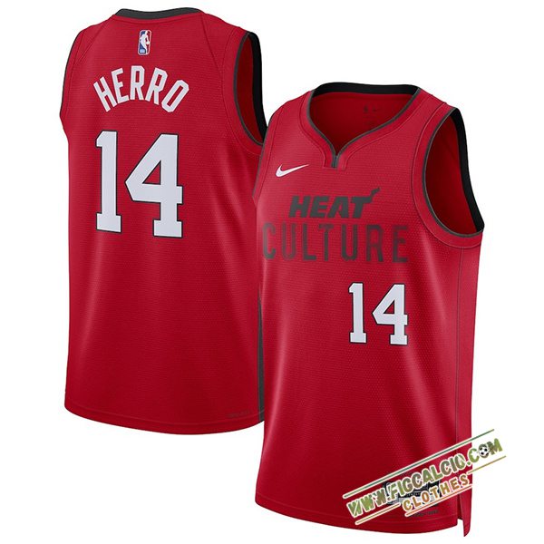 Maglia Miami Heat (HERRO #14) 2024/25 Rosso/Nero/Bianco