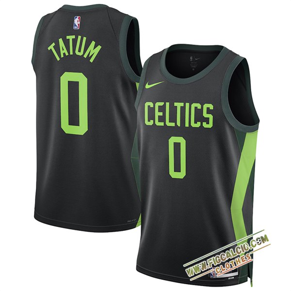 Maglia Boston Celtics (TATUM #0) 2024/25 Nero/Verde -04