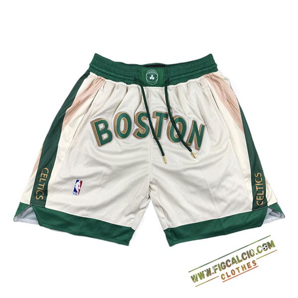 Pantaloncini NBA Boston Celtics 2024/25 Beige/Verde -02