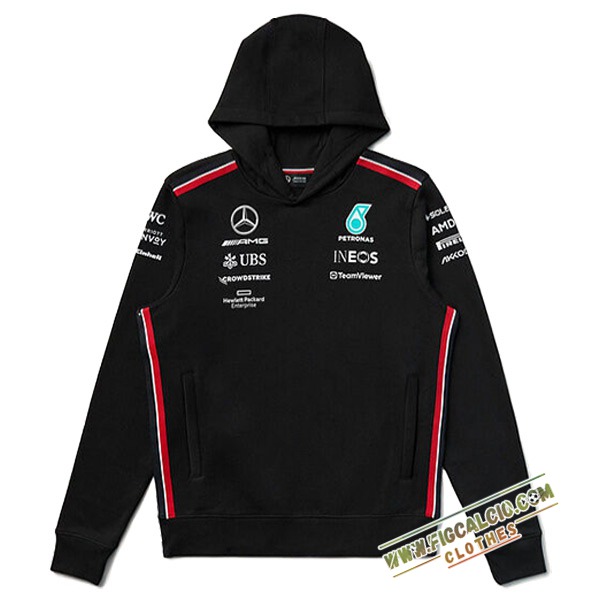 Felpa Cappuccio F1 Mercedes Benz Team Nero/Rosso 2024