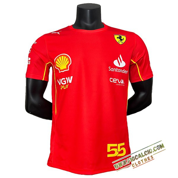 Maglietta F1 Ferrari Team #55 Rosso/Giallo 2024