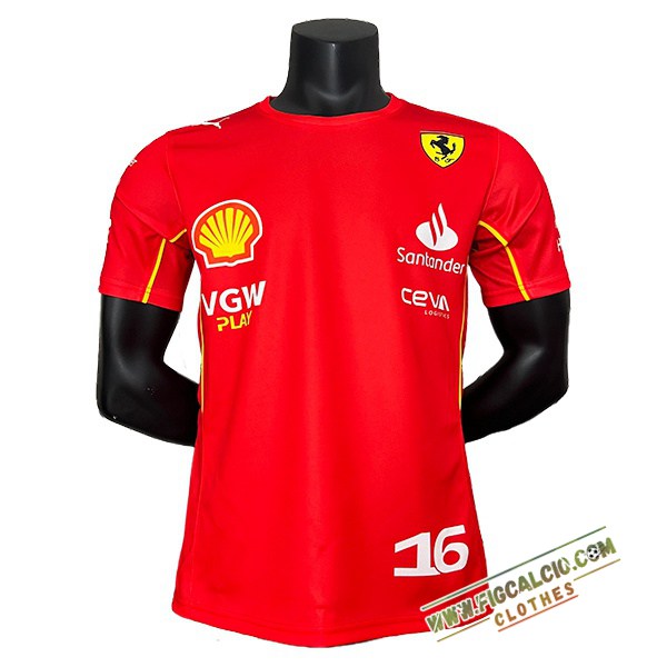 Maglietta F1 Ferrari Team #16 Rosso/Giallo 2024