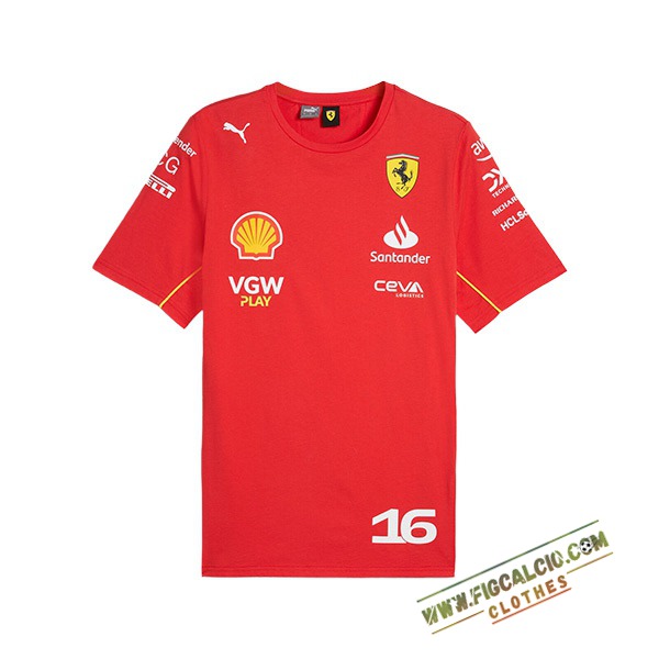 Maglietta F1 Ferrari Team #16 Rosso/Nero/Giallo 2024