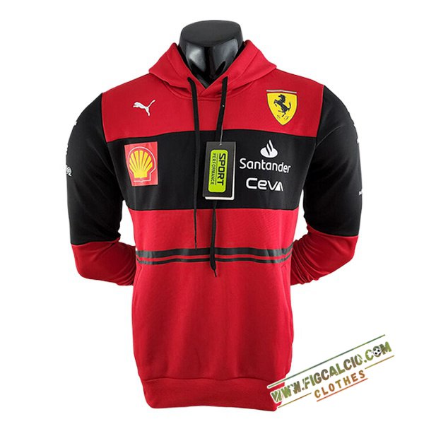 Felpa Cappuccio F1 Ferrari Team Nero/Rosso 2024