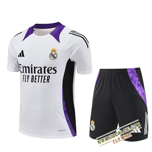 Kit Maglia Allenamento Real Madrid Bianco/Nero/viola 2025/2026
