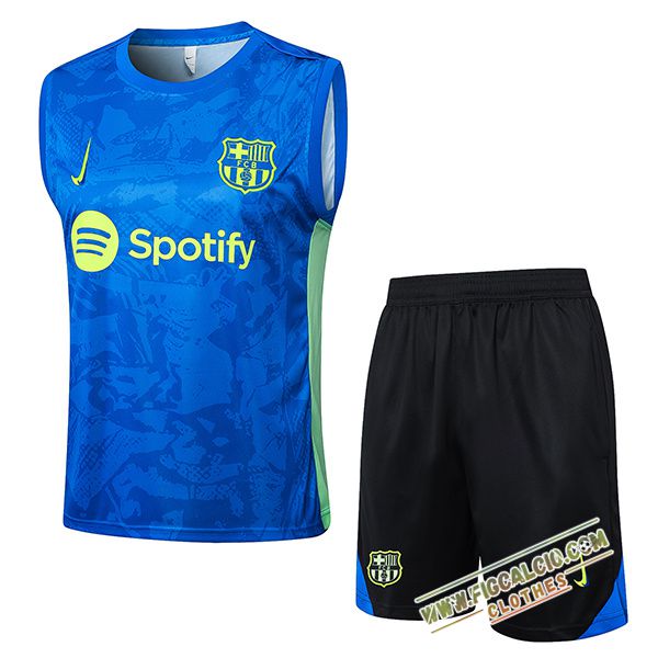 Kit Canotta Allenamento FC Barcellona Blu/Verde 2025/2026