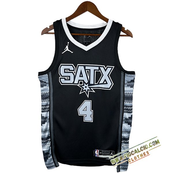 Maglia San Antonio Spurs (FOX #4) 2025/26 Nero/Grigio