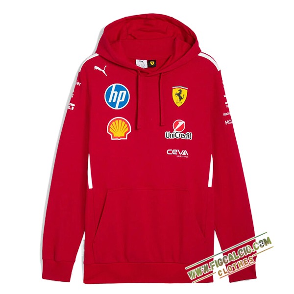 Felpa Cappuccio Scuderia Ferrari F1 Team Rosso 2025