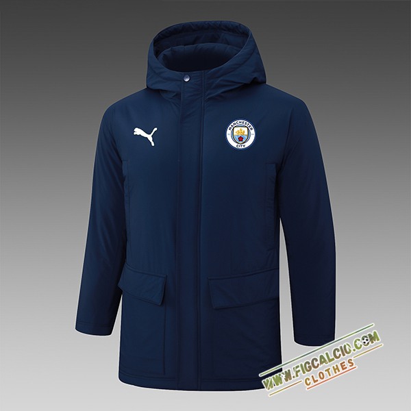 Insieme Tuta Piumino Con Cappuccio Manchester City Blu Reale 2024/2025