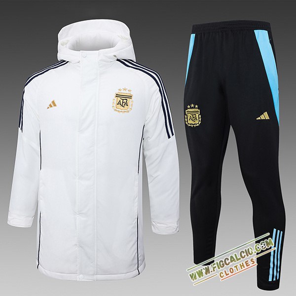 Insieme Tuta Piumino Con Cappuccio Argentina Bianco/Nero/Giallo 2024/2025
