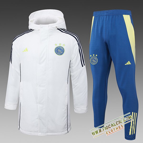 Insieme Tuta Piumino Con Cappuccio Ajax Bianco/Nero 2024/2025
