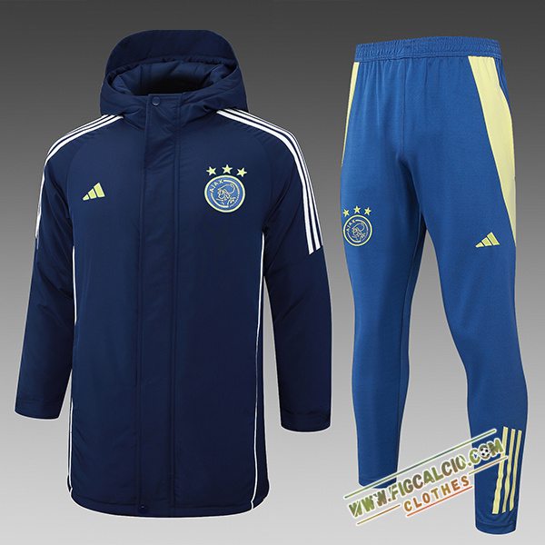 Insieme Tuta Piumino Con Cappuccio Ajax Blu Reale 2024/2025