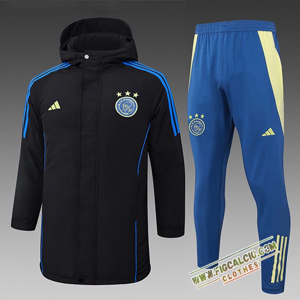 Insieme Tuta Piumino Con Cappuccio Ajax Nero/Blu 2024/2025
