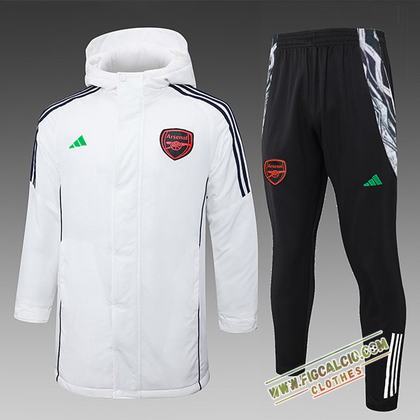 Insieme Tuta Piumino Con Cappuccio Arsenal Bianco/Nero 2024/2025