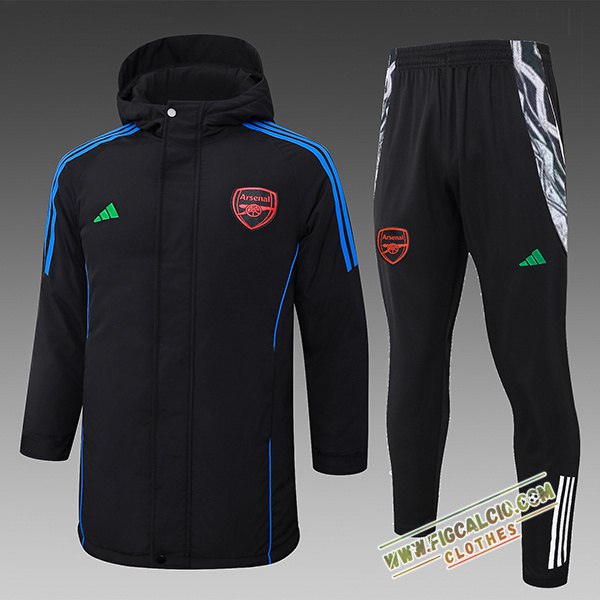 Insieme Tuta Piumino Con Cappuccio Arsenal Nero/Blu 2024/2025