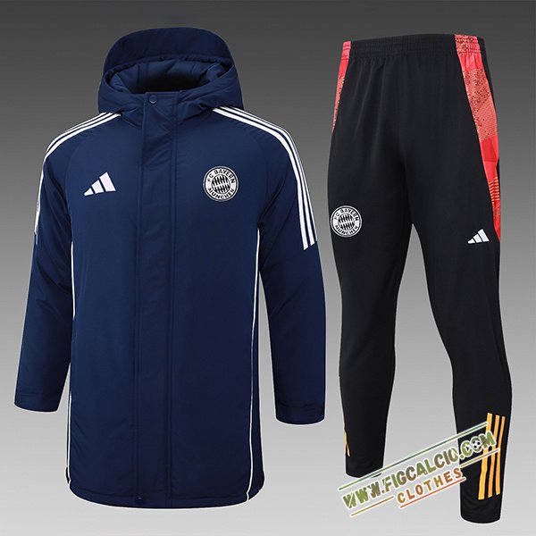 Insieme Tuta Piumino Con Cappuccio Bayern Monaco Blu/Bianco 2024/2025