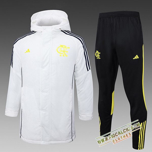 Insieme Tuta Piumino Con Cappuccio Flamengo Bianco/Nero/Giallo 2024/2025
