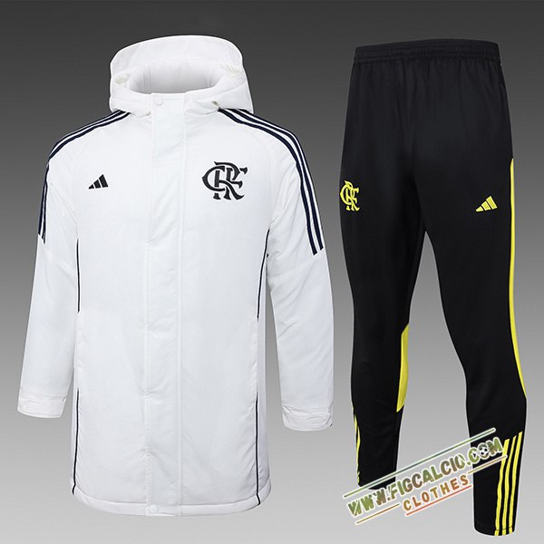 Insieme Tuta Piumino Con Cappuccio Flamengo Bianco/Nero/Giallo 2024/2025 -02