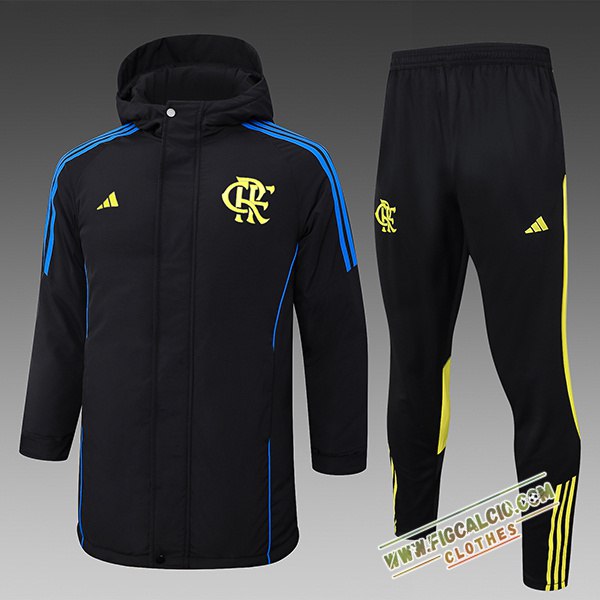 Insieme Tuta Piumino Con Cappuccio Flamengo Nero/Blu/Giallo 2024/2025