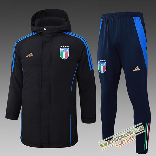 Insieme Tuta Piumino Con Cappuccio Italia Nero/Blu 2024/2025