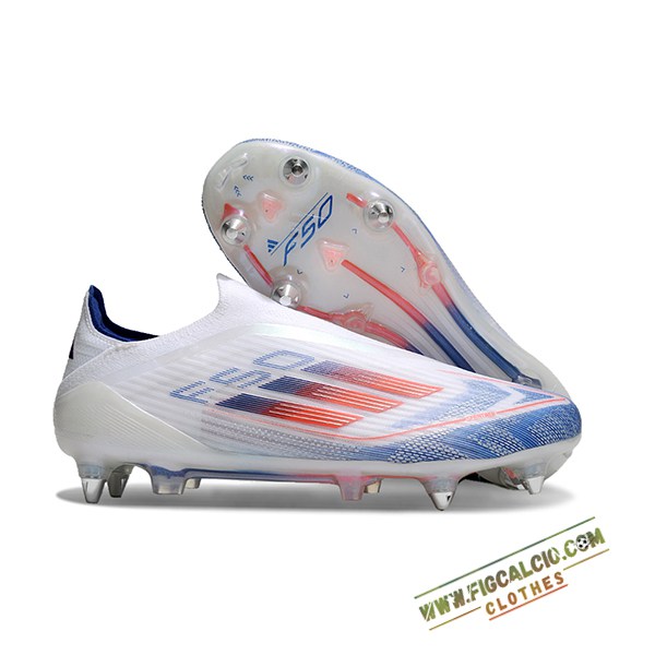 Adidas Scarpe Da Calcio F50 Elite Laceless SG Bianco/Blu/Arancia