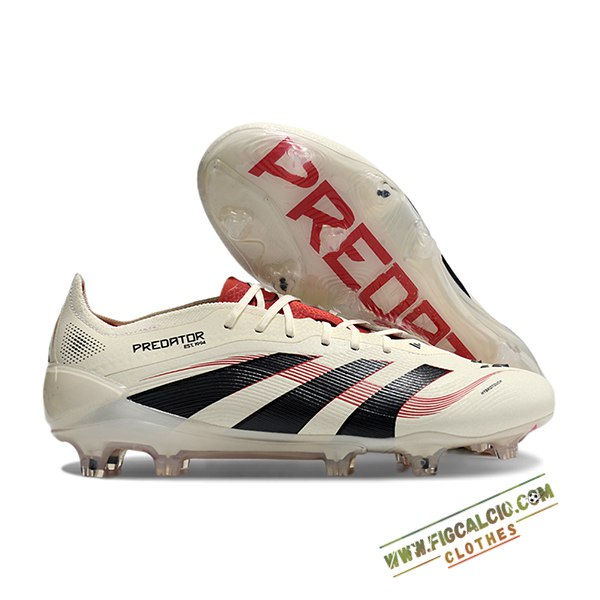 Adidas Scarpe Da Calcio 25 Predator Elite Tongue FG Bianco/Nero/Rosso