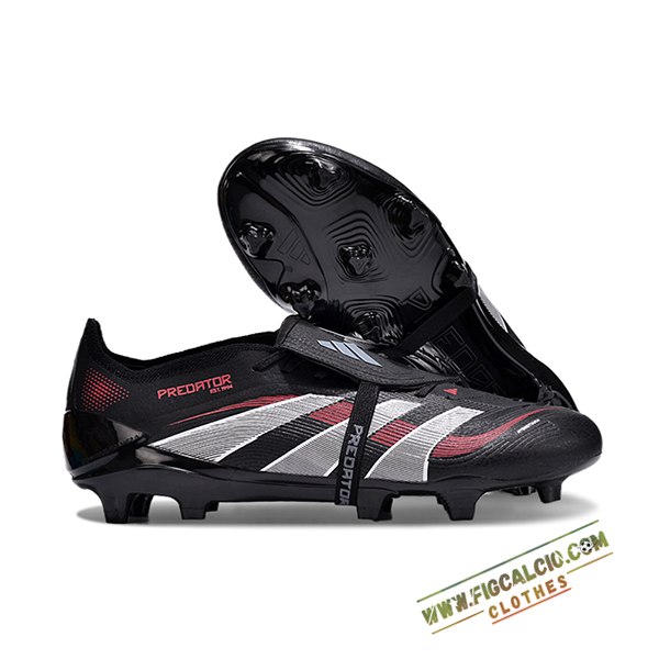 Adidas Scarpe Da Calcio 25 Predator Elite Tongue FG Nero/Grigio/Rosso