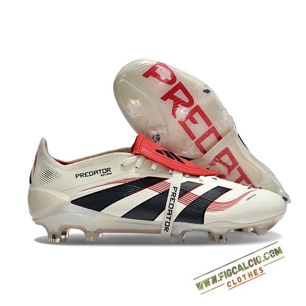 Adidas Scarpe Da Calcio 25 Predator Elite Tongue FG Bianco/Nero/Rosso -02