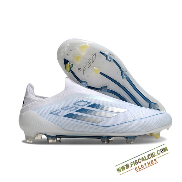 Adidas Scarpe Da Calcio F50 Elite Laceless FG Bianco/Blu