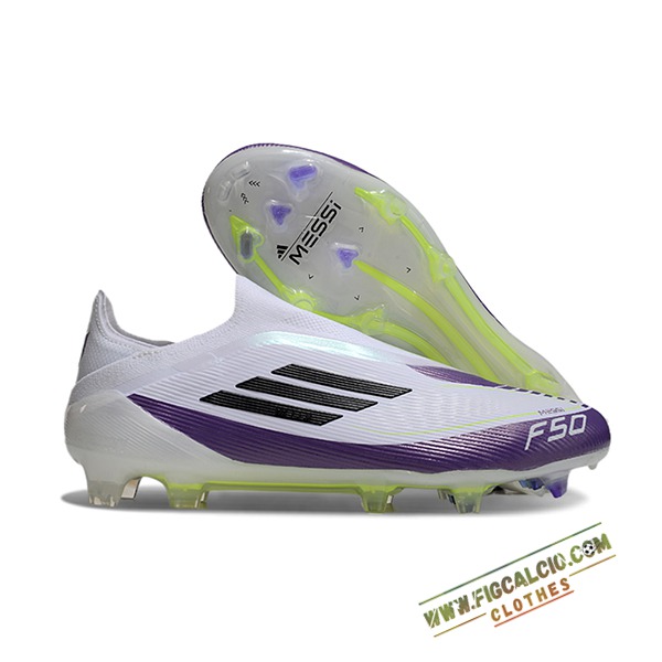 Adidas Scarpe Da Calcio F50 Elite Laceless FG Bianco/viola/Nero