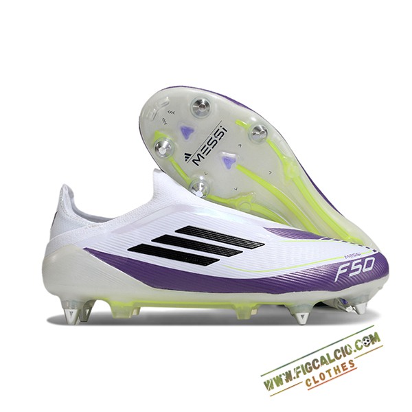 Adidas Scarpe Da Calcio F50 Elite Laceless SG Bianco/viola/Nero
