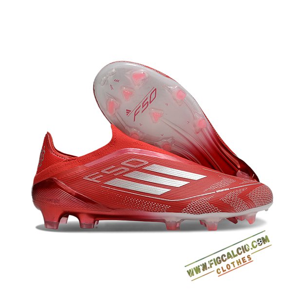 Adidas Scarpe Da Calcio F50 Elite Laceless FG Rosso/Grigio