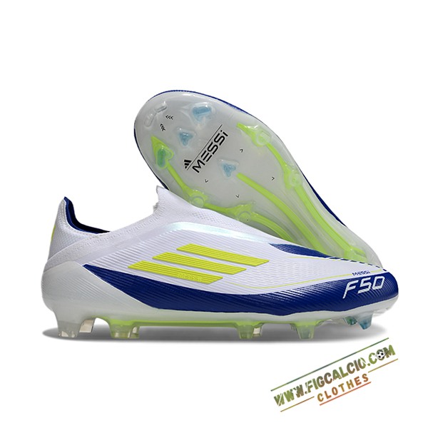 Adidas Scarpe Da Calcio F50 Elite Laceless FG Bianco/Giallo/Blu