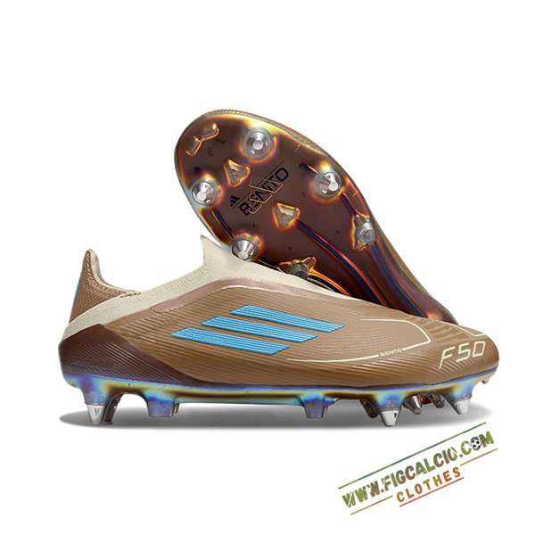 Adidas Scarpe Da Calcio F50 Elite Laceless SG Marrone/Blu -02
