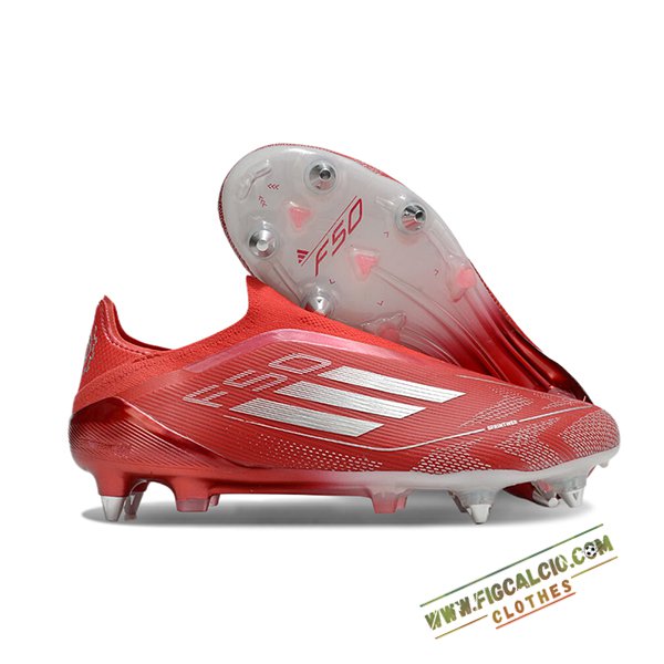 Adidas Scarpe Da Calcio F50 Elite Laceless SG Rosso/Grigio -02