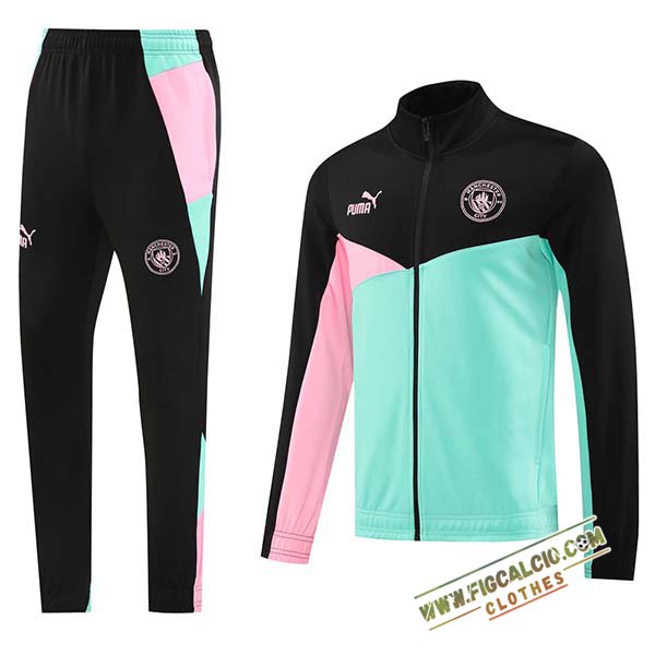 Insieme Tuta Calcio Giacca Manchester City Nero/Rosa/Verde 2024/2025