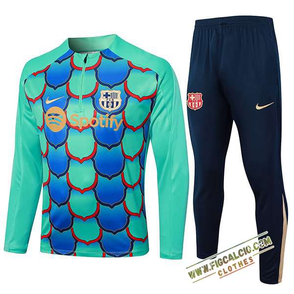 Insieme Tuta Calcio FC Barcellona Verde/Blu 2024/2025